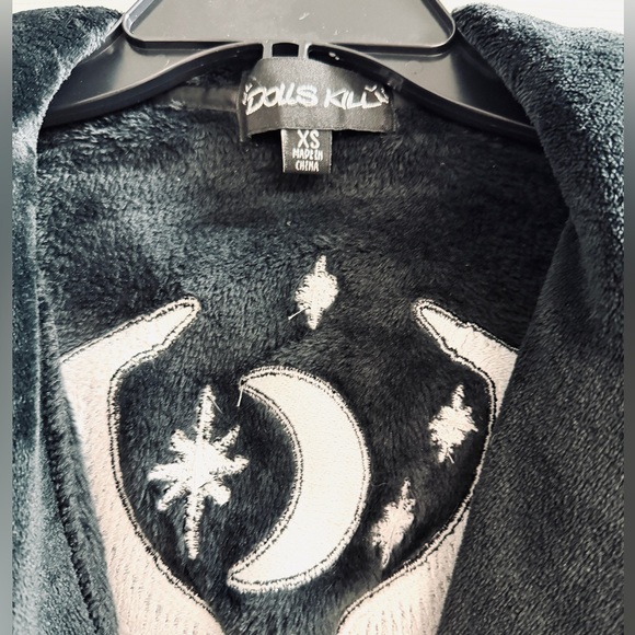 Dolls Kill Black Hooded Robe with Moon and Stars - Picture 4 of 4